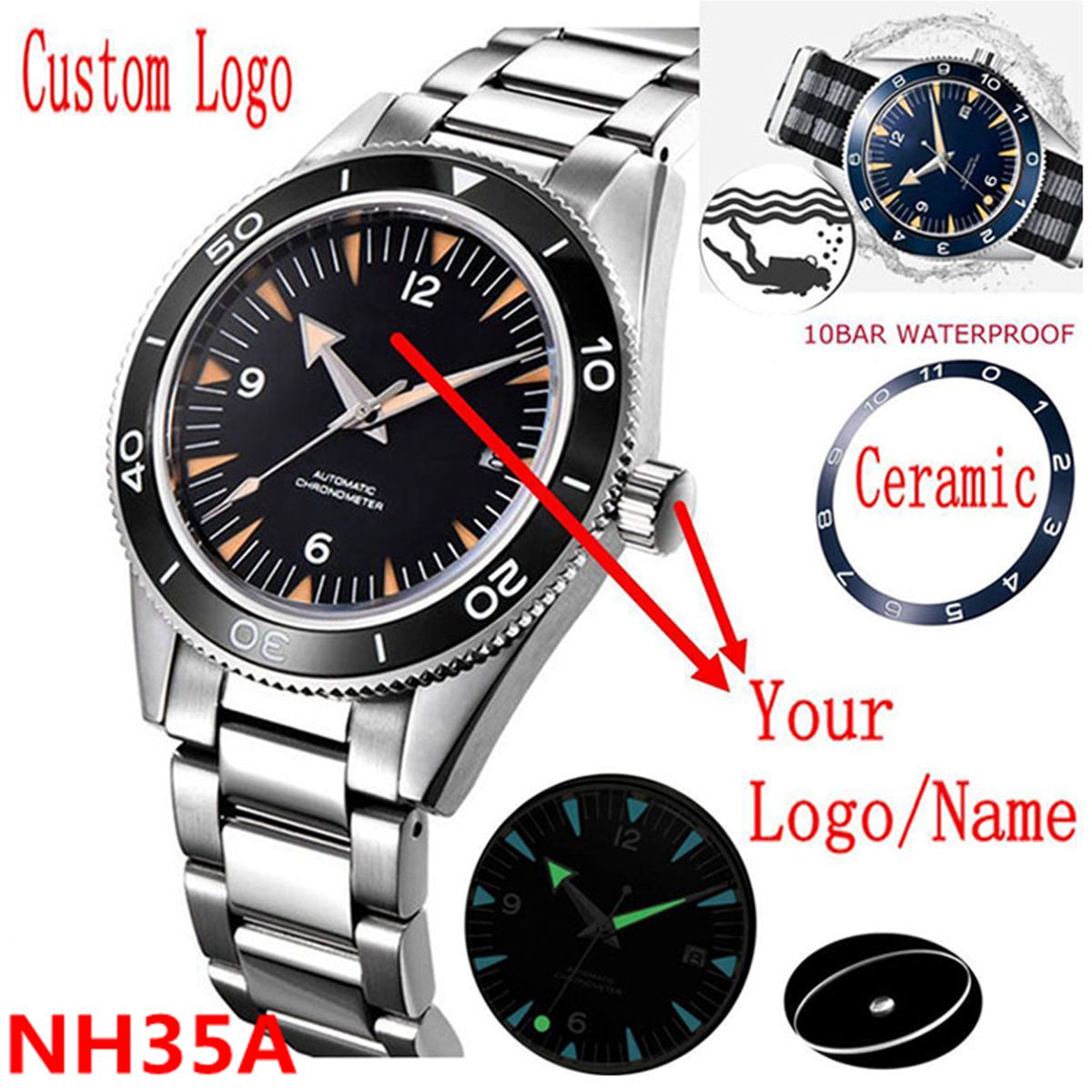Luxury Watch Collection - カスタムロゴ NH35 ムーブメント腕時計 10bars メンズ 41