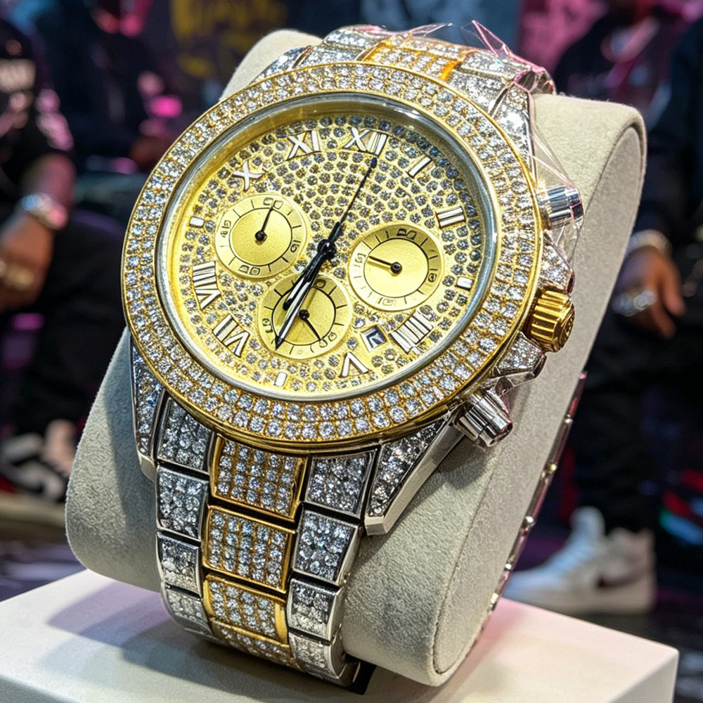 Luxury Watch And Jewelry Brand - ロゴなしシルバーゴールドフルダイヤモンドヒップホップアイスアウトブリンブリンクォーツ腕時計メンズファッションホットブランドAAA腕時計メンズジュエリードロップシッピング