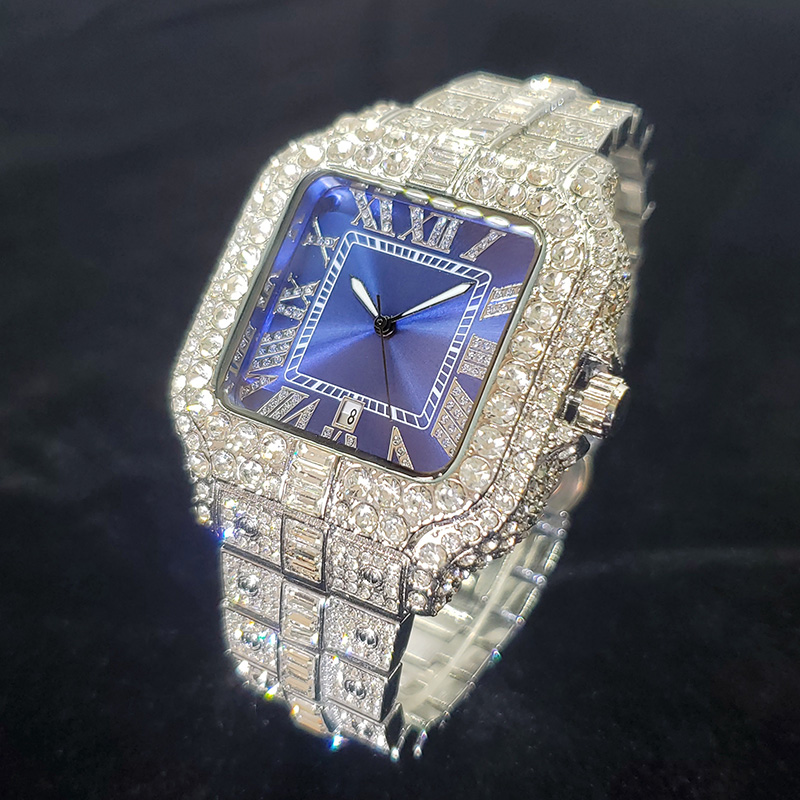 Luxury Watch And Jewelry Brand - 高級ブランドダイヤモンド腕時計男性ファッションクールな光沢のあるシルバージュエリー時計ヒップホップアイスアウトオリジナルリロイ Hombre ドロップシッピング