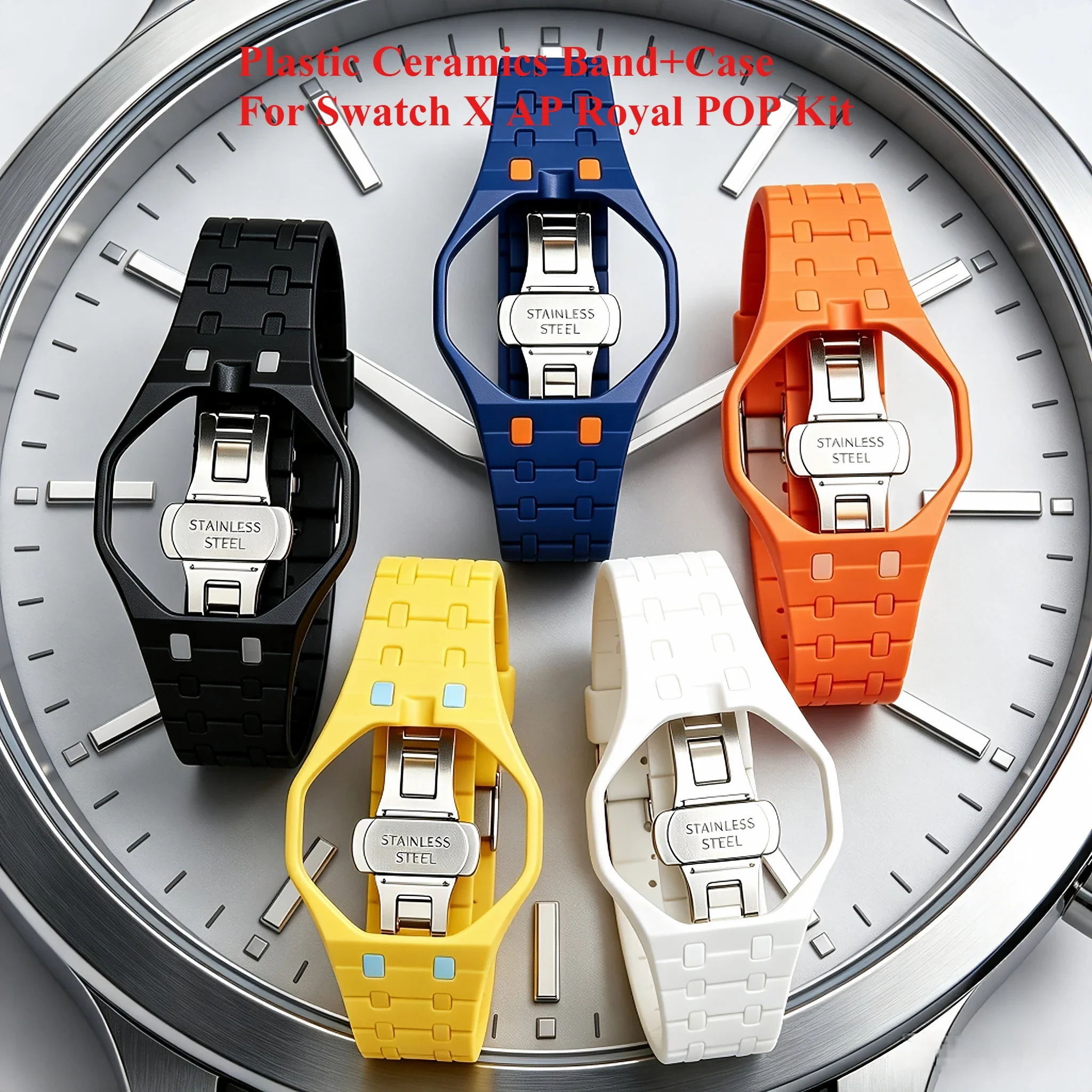 Luxury Watch Straps - スウォッチ X AP ロイヤル POP プラスチックセラミック時計ケースストラップポケットチェンジャー用の高級改造キット腕時計用