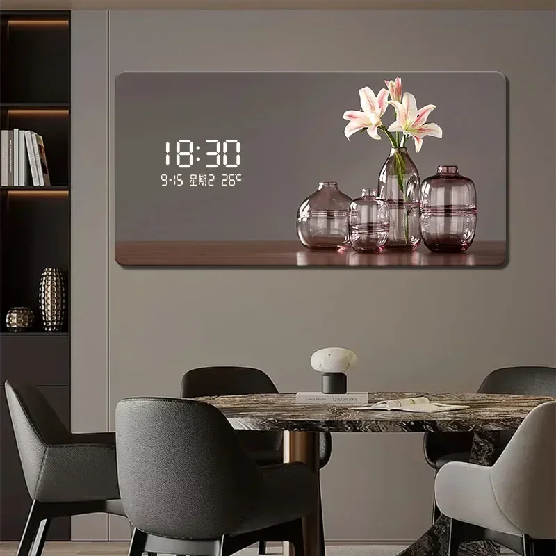 Luxury Watch House - 大型抽象幾何学アートワークデジタル表示壁時計、豪華なクォーツ時計家の装飾、リビングルーム、ベッドルームの装飾