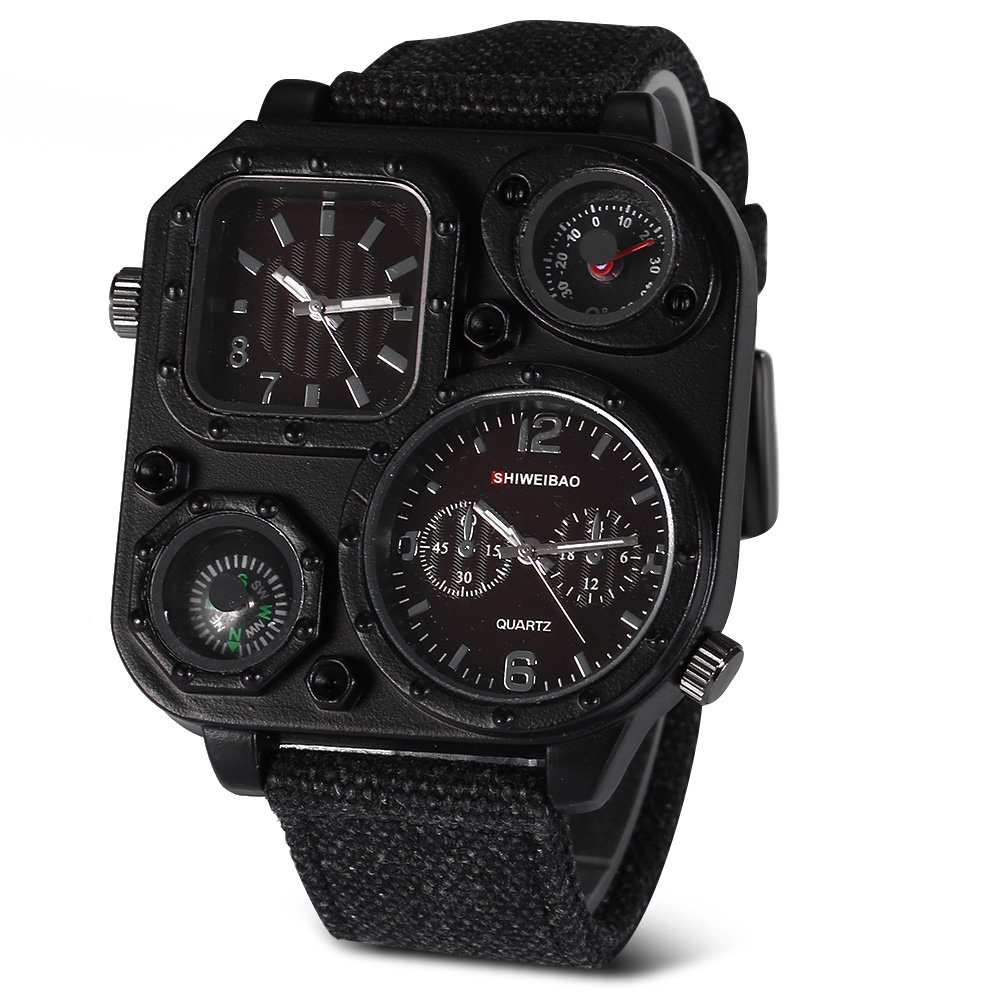 Luxury Watch Exhibition - クォーツメンズウォッチトップブランドの高級キャンバスストラップスポーツ腕時計男性用daul回軍事レロジオmasculino石英腕時計