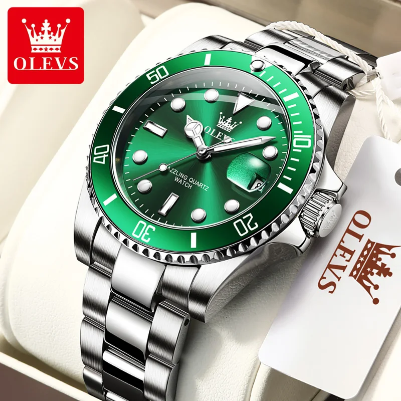 Rolex Watch Submariner - OLEVS オリジナルクォーツ時計男性用ステンレス鋼防水スポーツ腕時計ファッション高級トップブランドメンズ腕時計 5885