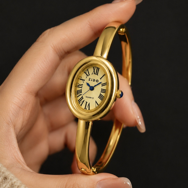 Luxury Watch And Jewelry Brand - エレガントな女性用腕時計ヴィンテージオーバルダイヤルアナログクォーツ時計女性用ファッショナブルでエレガントなレディース腕時計ジュエリーギフト