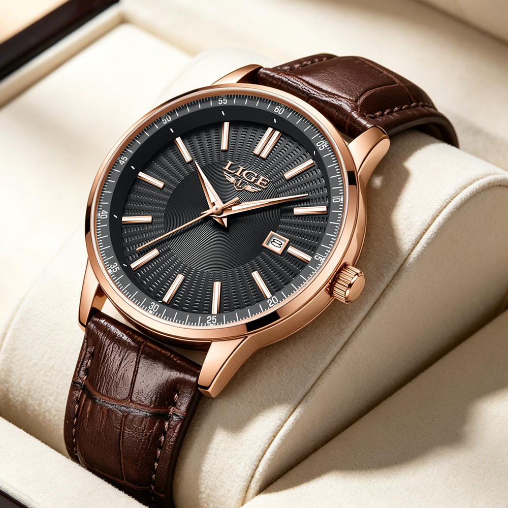 Luxury Watch Audemars Piguet - LIGEトップブランド高級メンズ腕時計 ビジネスレザー クォーツ腕時計 防水 夜光 自動日付表示