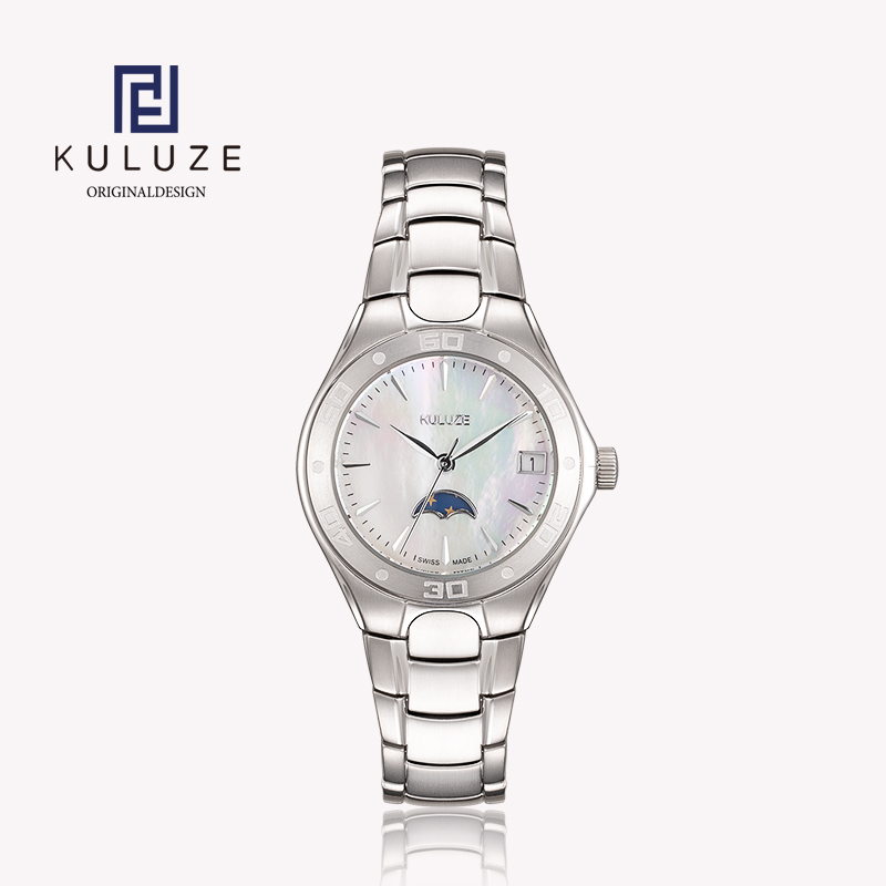 Luxury Watch Exhibition - Kuluze-女性用チタン時計,セラミックスイノダルウォッチ,クォーツ,動き,月,高級ブランド,ファッション,708
