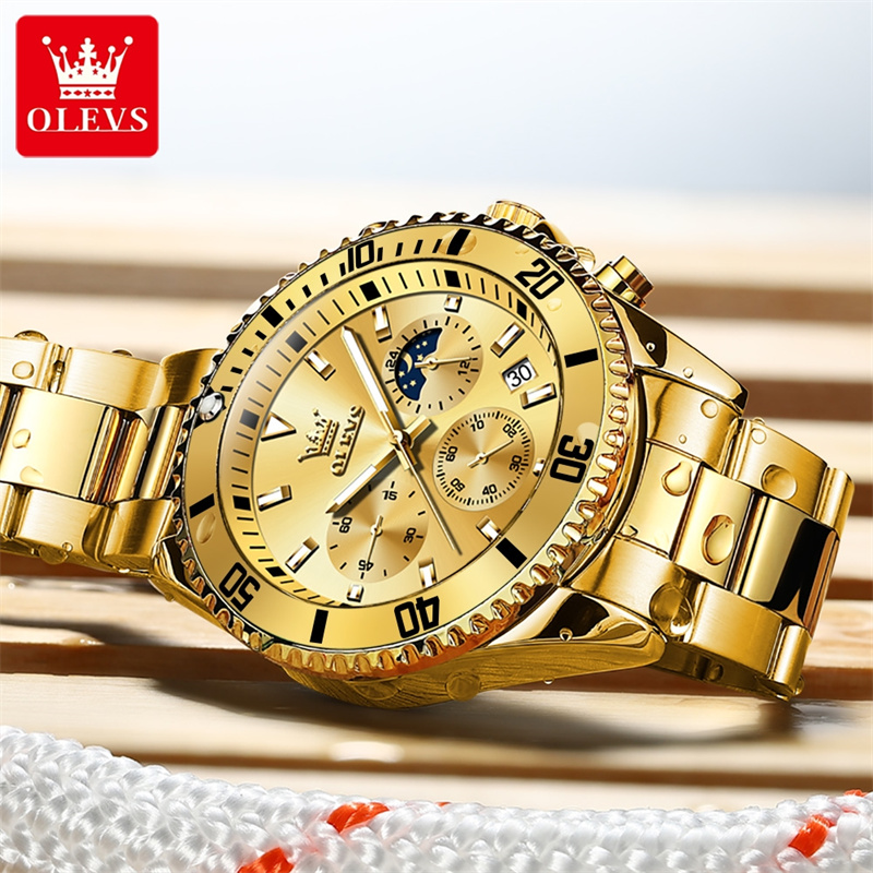 Olevs-高級メンズウォッチ,ミリタリー腕時計,ゴールド, - Luxury Watch Exhibition のレビューと価格