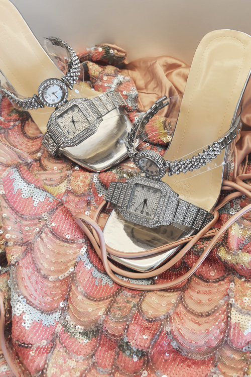 オリジナルデザインクリスタルウォッチハイヒールサンダルレディ - Luxury Watch Straps のレビューと価格