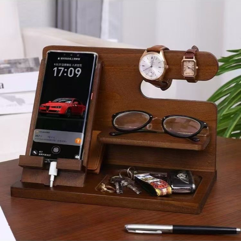 軽奢木製ウォールナット収納ラックベッドサイドテーブル携帯電話 - Luxury Watch House のレビューと価格