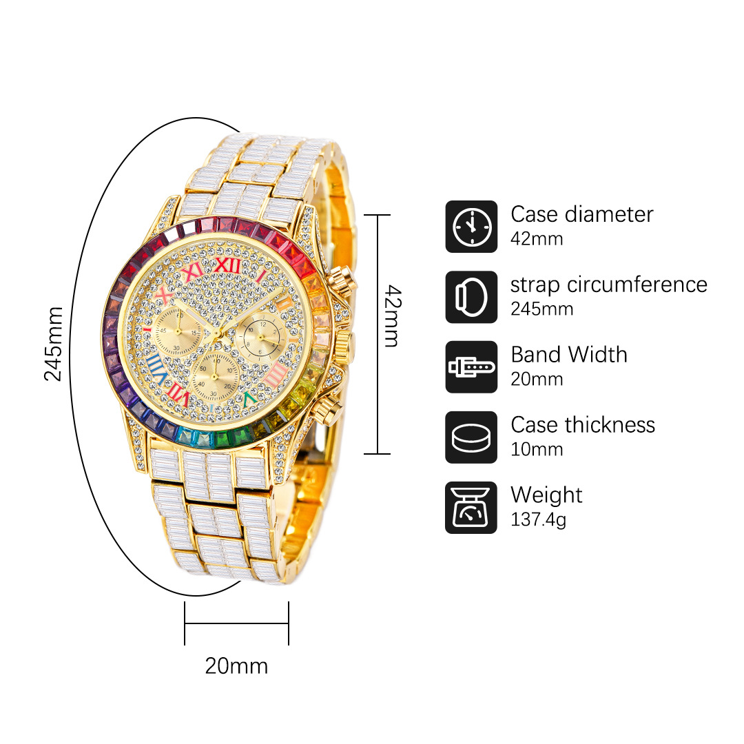 Missfox-男性用の高級クォーツ時計,長方形のレインボー - Luxury Watch Exhibition のレビューと価格