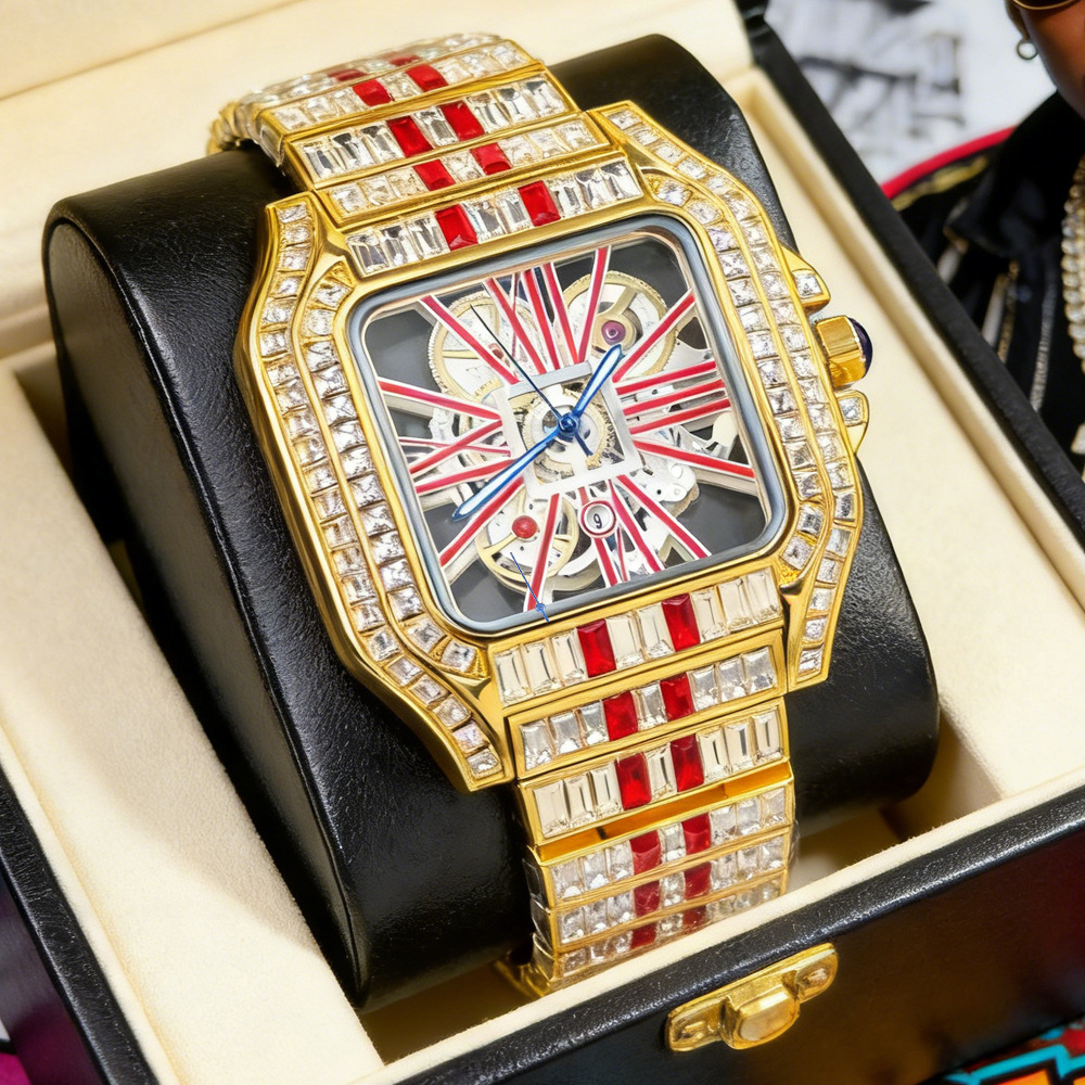 中空高級ブリンブリンクォーツ腕時計男性ホットファッションフル - Luxury Watch And Jewelry Brand のレビューと価格