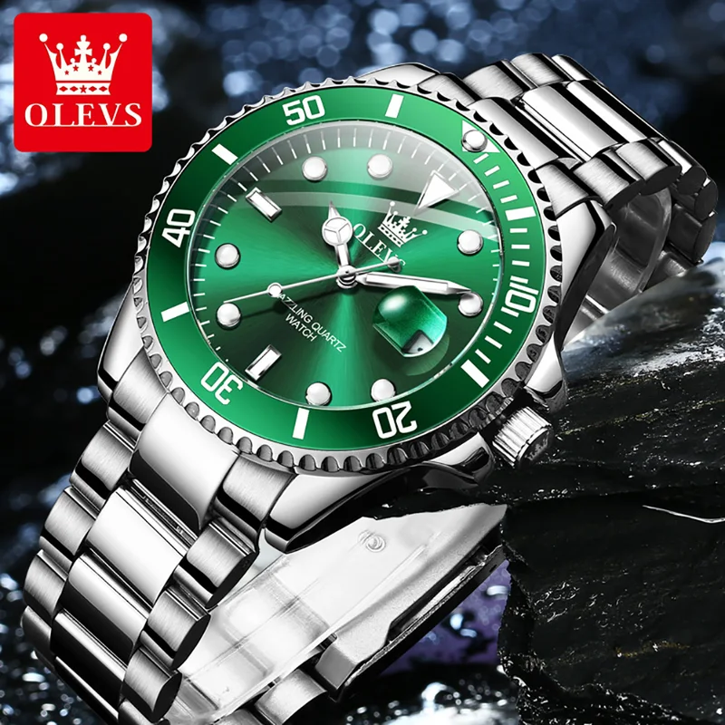 OLEVS オリジナルクォーツ時計男性用ステンレス鋼防水スポ - Rolex Watch Submariner のレビューと価格
