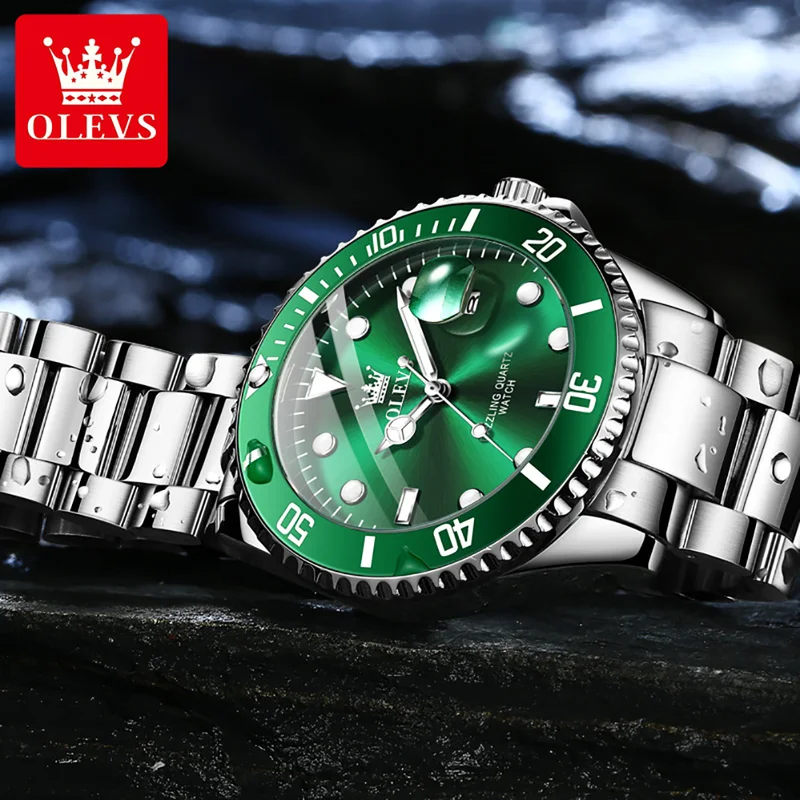OLEVS オリジナルクォーツ時計男性用ステンレス鋼防水スポ - Rolex Watch Submariner のレビューと価格