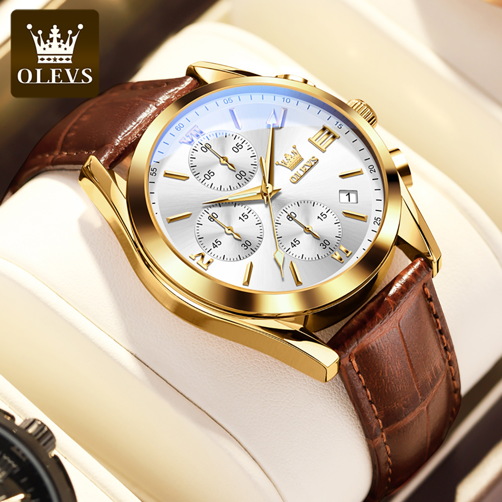 Olevs-メンズウォッチ,腕時計,レザーストラップ,発光, - Luxury Watch Audemars Piguet のレビューと価格