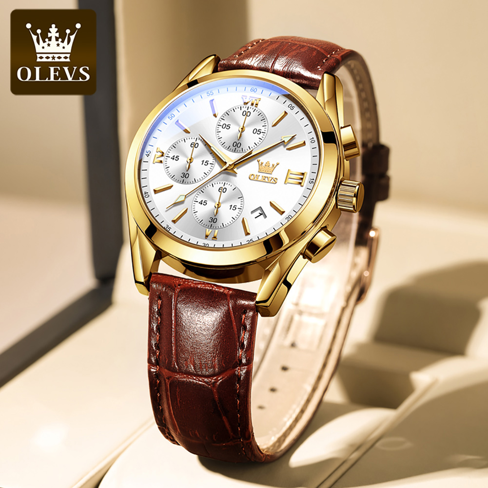 Olevs-メンズウォッチ,腕時計,レザーストラップ,発光, - Luxury Watch Audemars Piguet のレビューと価格
