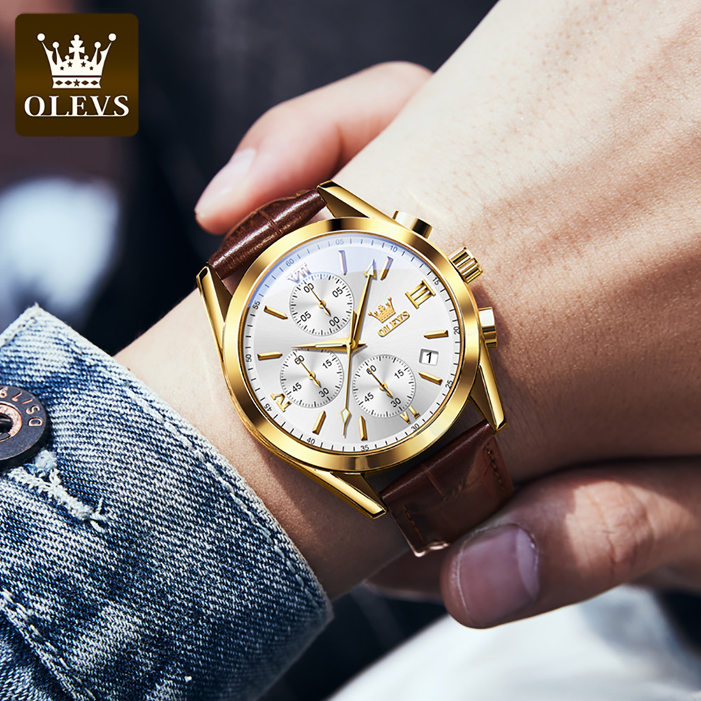 Olevs-メンズウォッチ,腕時計,レザーストラップ,発光, - Luxury Watch Audemars Piguet のレビューと価格