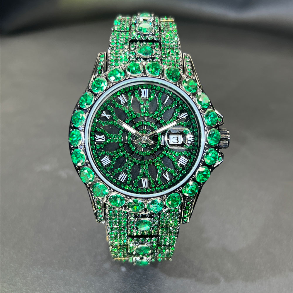 グリーンダイヤモンド腕時計 メンズ MISSFOXブランド  - Luxury Watch And Jewelry Brand のレビューと価格
